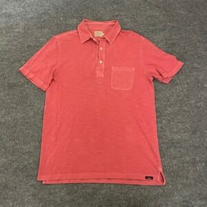 Faherty Polo Shirt Mens Size Small Red Short Sleeve Henley Pullover Button Shirt